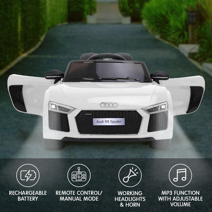 Kahuna Kahuna R8 Spyder Audi Licensed Kids Electric Ride On Car Remote Control - White.