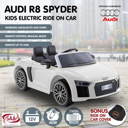 Kahuna Kahuna R8 Spyder Audi Licensed Kids Electric Ride On Car Remote Control - White.