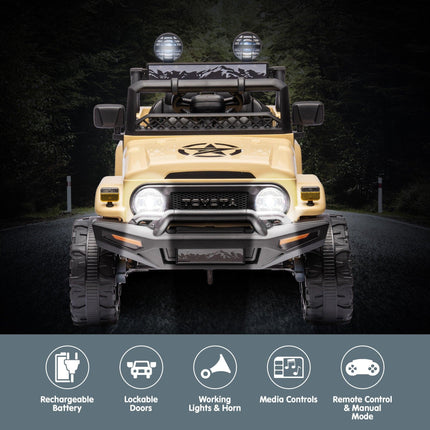 Kahuna Authorised Toyota Fj Cruiser Kids Electric Ride On Car - Khaki.