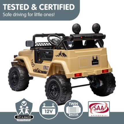 Kahuna Authorised Toyota Fj Cruiser Kids Electric Ride On Car - Khaki.