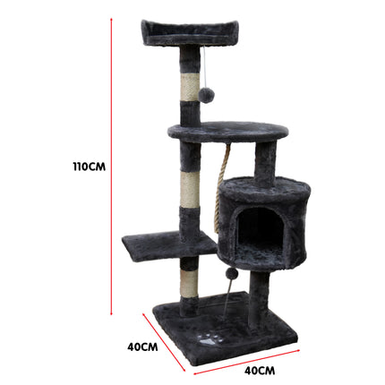 Furtastic 110cm Cat Tree Scratching Post - Dark Grey.