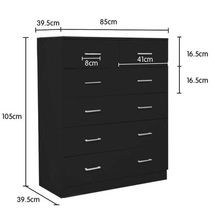 Sarantino Tallboy Dresser 6 Chest Of Drawers Table Cabinet Bedroom Storage Black.