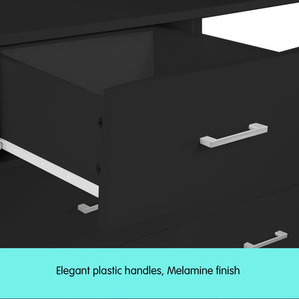 Sarantino Tallboy Dresser 6 Chest Of Drawers Table Cabinet Bedroom Storage Black.
