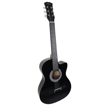 Karrera 38in Cutaway Acoustic Guitar with guitar bag - Black.