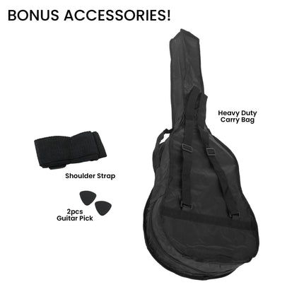 Karrera 38in Cutaway Acoustic Guitar with guitar bag - Black.