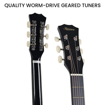 Karrera 38in Pro Cutaway Acoustic Guitar with Carry Bag - Black.