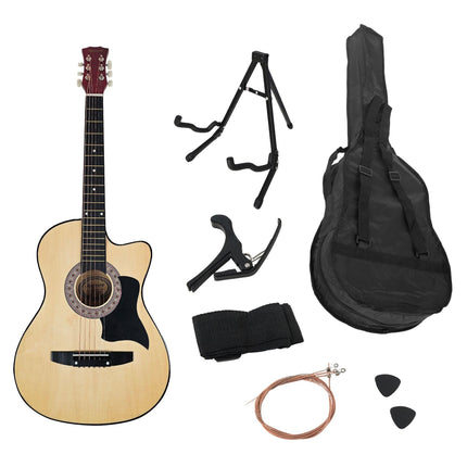 Karrera 38in Pro Cutaway Acoustic Guitar with guitar bag - Natural.