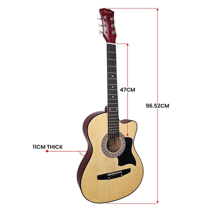 Karrera 38in Pro Cutaway Acoustic Guitar with guitar bag - Natural.