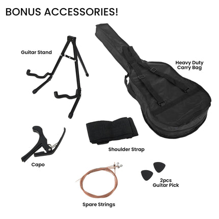 Karrera 38in Pro Cutaway Acoustic Guitar with guitar bag - Natural.