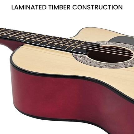 Karrera 38in Pro Cutaway Acoustic Guitar with guitar bag - Natural.