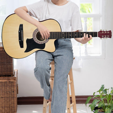 Karrera 38in Pro Cutaway Acoustic Guitar with guitar bag - Natural.