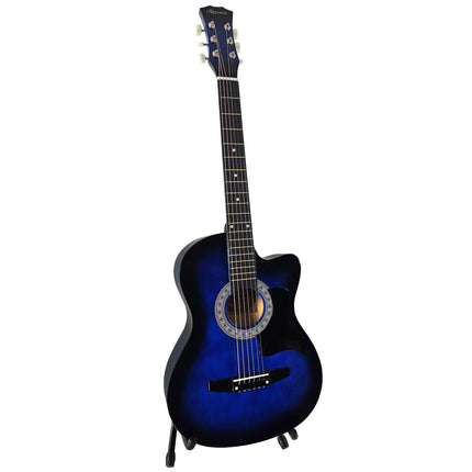 Karrera 38in Pro Cutaway Acoustic Guitar with Bag Strings - Blue Burst.