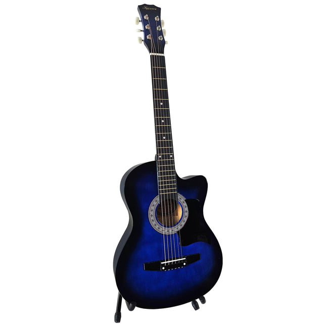 Karrera 38in Pro Cutaway Acoustic Guitar with Bag Strings - Blue Burst.