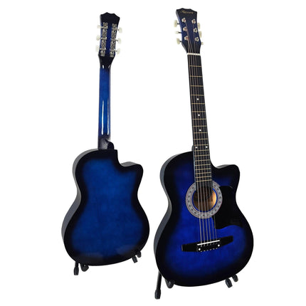Karrera 38in Pro Cutaway Acoustic Guitar with Bag Strings - Blue Burst.