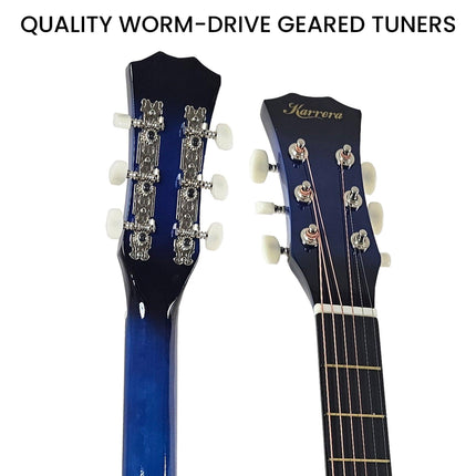 Karrera 38in Pro Cutaway Acoustic Guitar with Bag Strings - Blue Burst.