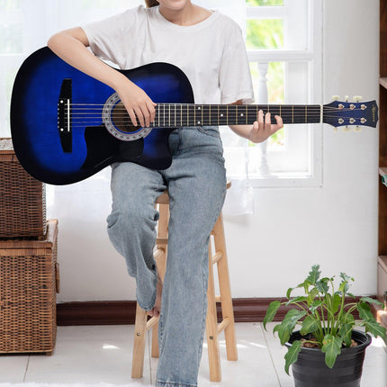 Karrera 38in Pro Cutaway Acoustic Guitar with Bag Strings - Blue Burst.