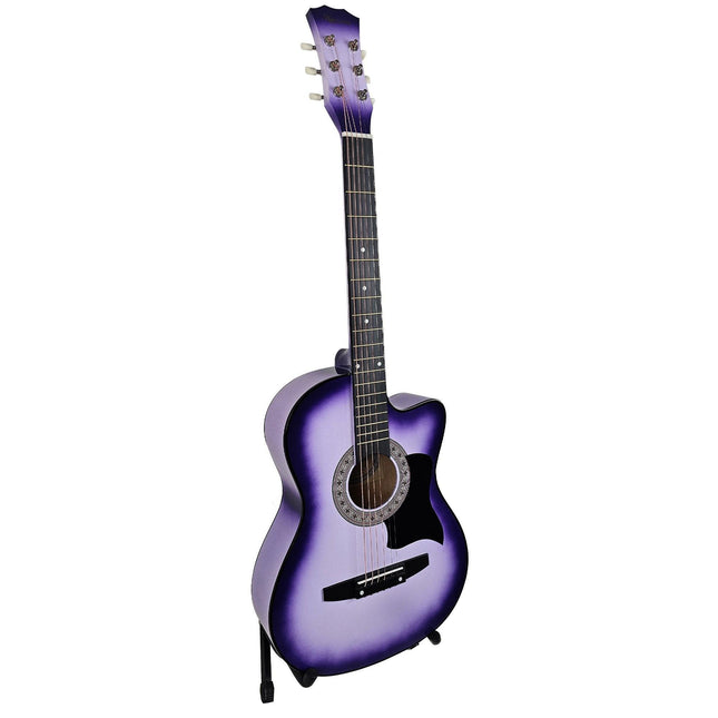 Karrera 38in Pro Cutaway Acoustic Guitar with guitar bag - Purple Burst.