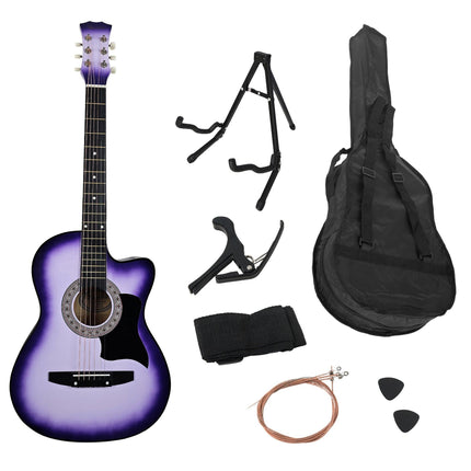 Karrera 38in Pro Cutaway Acoustic Guitar with guitar bag - Purple Burst.