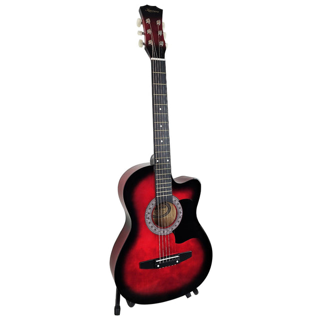 Karrera 38in Pro Cutaway Acoustic Guitar with guitar bag - Red Burst.