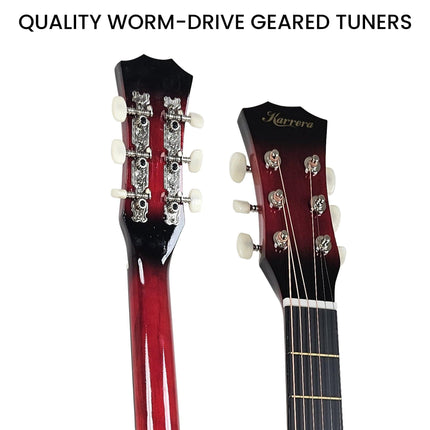Karrera 38in Pro Cutaway Acoustic Guitar with guitar bag - Red Burst.