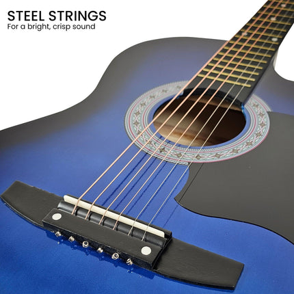 Karrera 38in Cutaway Acoustic Guitar with guitar bag - Blue Burst.