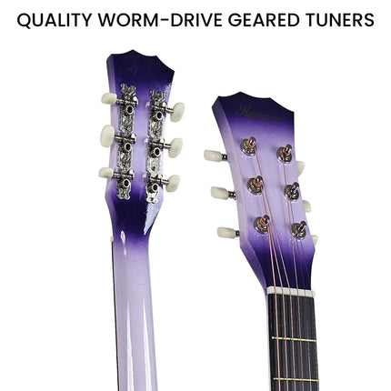 Karrera 38in Cutaway Acoustic Guitar with guitar bag - Purple Burst.