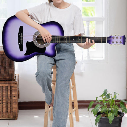 Karrera 38in Cutaway Acoustic Guitar with guitar bag - Purple Burst.