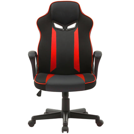 Sarantino Fayzo Racing Reclining Office Gaming Chair Black And Red Adjustable Computer Desk Seat With Adjustable Height, Breathable Mesh Back, Padded Armrests.