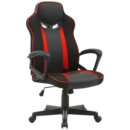 Sarantino Fayzo Racing Reclining Office Gaming Chair Black And Red Adjustable Computer Desk Seat With Adjustable Height, Breathable Mesh Back, Padded Armrests.