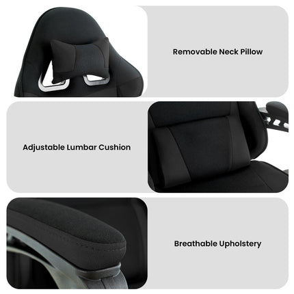 Sarantino Antre Kids Study Gaming Chair Black Adjustable Computer Desk Seat Racing Inspired-look With Adjustable Height, Ergonomic Back Support, Padded Armrests.