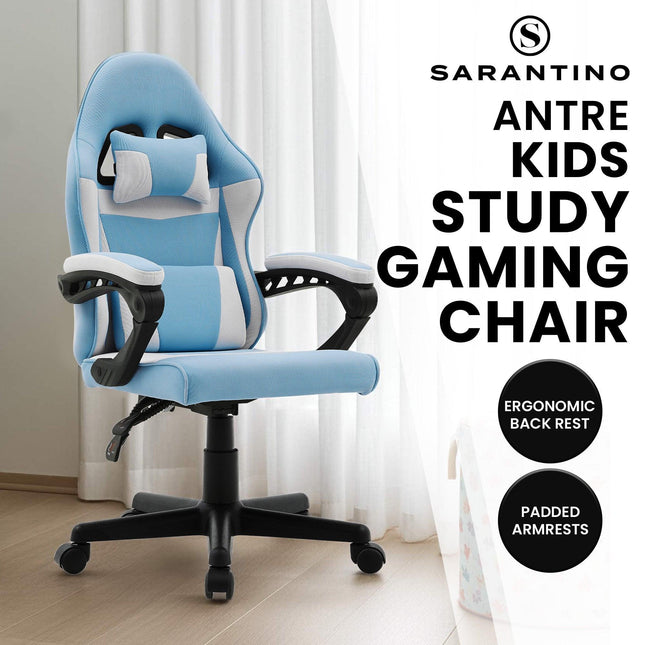 Sarantino Antre Kids Study Gaming Chair in Black and White Office Adjustable Height Chair.