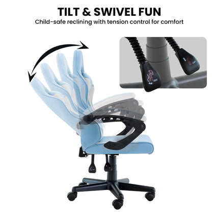 Sarantino Antre Kids Study Gaming Chair in Black and White Office Adjustable Height Chair.