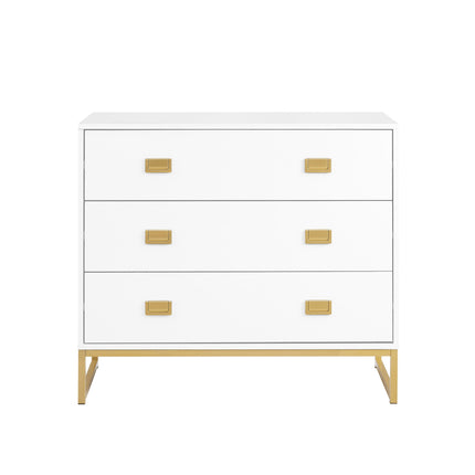 Sarantino Amara Chest of Drawers Tallboy Dresser in White/Gold.