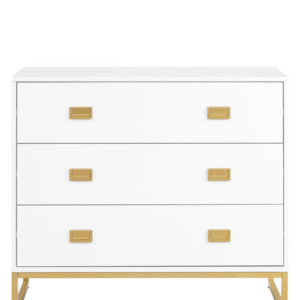 Sarantino Amara Chest of Drawers Tallboy Dresser in White/Gold.