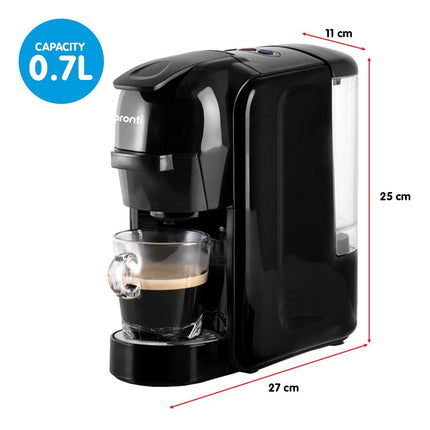 Pronti HomeMaid 3-in-1 Coffee Machine Multi-Capsule Pods and Ground Coffee Nespresso & Caffitaly Compatible CM-511HM.