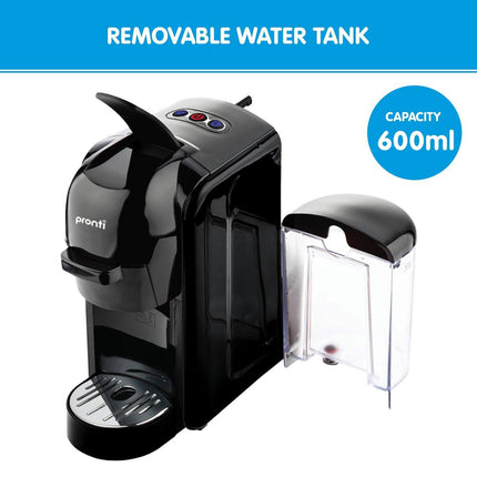 Pronti HomeMaid 3-in-1 Coffee Machine Multi-Capsule Pods and Ground Coffee Nespresso & Caffitaly Compatible CM-511HM.