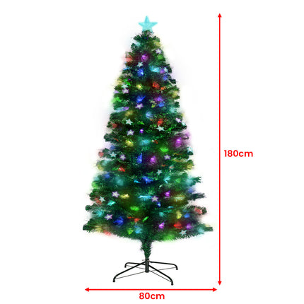 Christabelle 1.8m Enchanted Pre Lit Fibre Optic Christmas Tree Stars Xmas Decor.