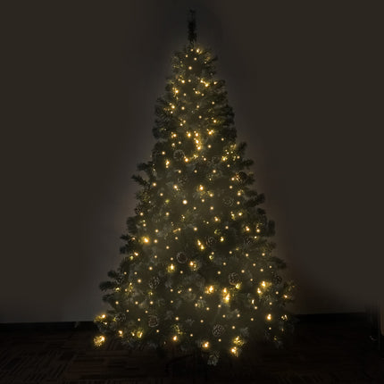 Christabelle 2.4m Pre Lit LED Christmas Tree Decor with Pine Cones Xmas Decorations.