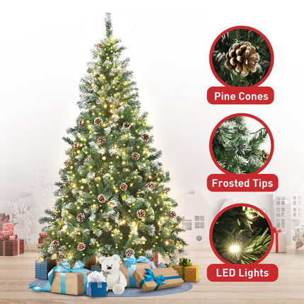 Christabelle 2.7m Pre Lit LED Christmas Tree Decor with Pine Cones Xmas Decorations.