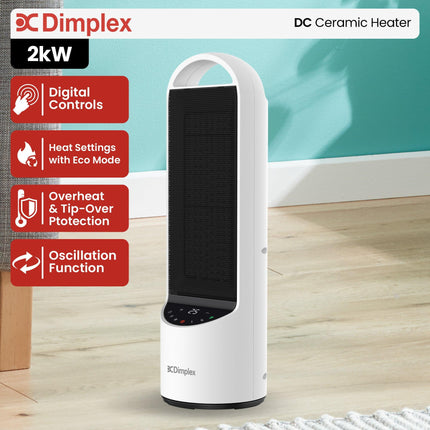 Dimplex 2kW Personal DC Digital Ceramic Heater in Black and White.