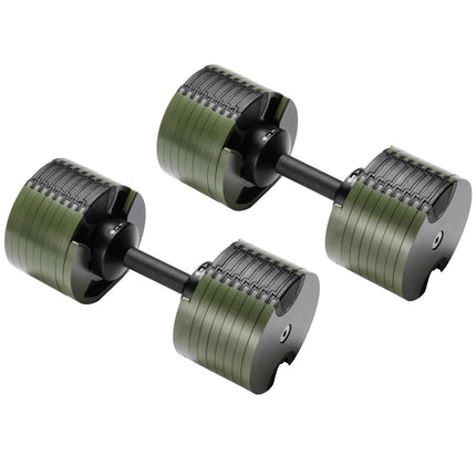 Powertrain Eon Dial-Up 72KG Adjustable Dumbbells Pair - Green.