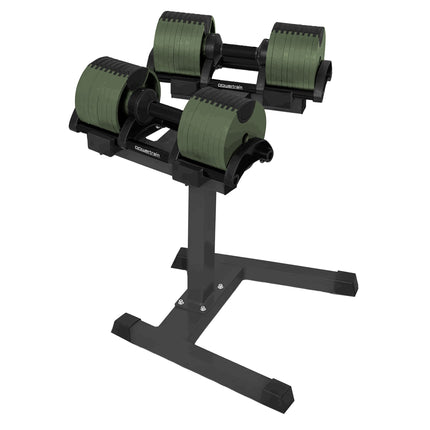 Powertrain Eon Dial-Up 72KG Adjustable Dumbbells Pair with Stand  - Green.