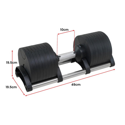 Powertrain Eon 45kg Adjustable Dumbbell Home Gym 9 Strength Training Safety Lock System For Building & Fitness Workouts.