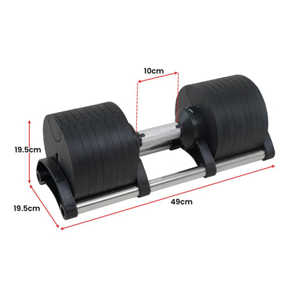 Powertrain Eon 90kg Adjustable Dumbbells Home Gym 9 Strength Training Safety Lock System Building & Fitness Workouts.