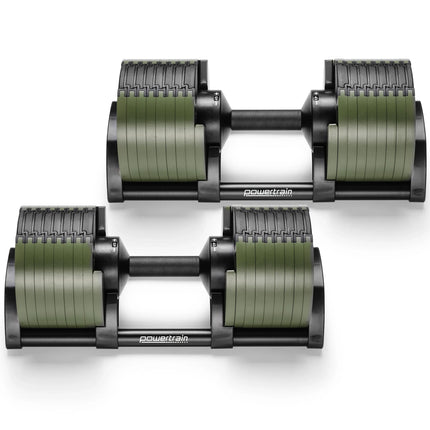 Powertrain Eon Dial-Up 90KG Adjustable Dumbbells Pair - Green.