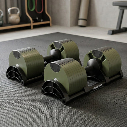 Powertrain Eon Dial-Up 90KG Adjustable Dumbbells Pair - Green.