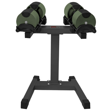 Powertrain Eon Dial-Up 90KG Adjustable Dumbbells Pair with Stand  - Green.
