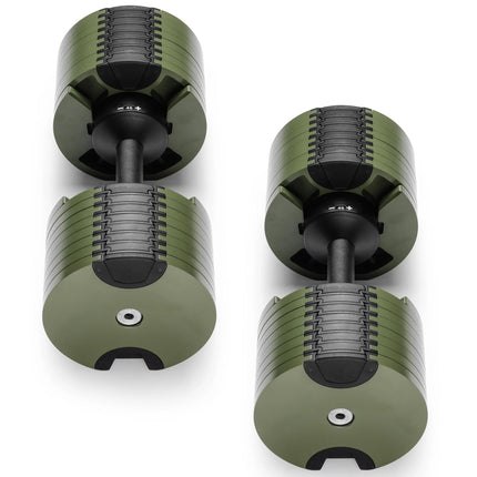 Powertrain Eon Dial-Up 90KG Adjustable Dumbbells Pair with Stand  - Green.