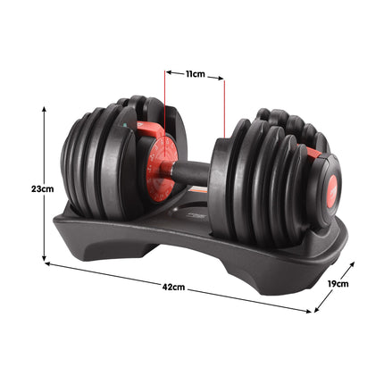 Powertrain 48kg Adjustable Dumbbells 15-in-1 Home Gym Weights – Red.