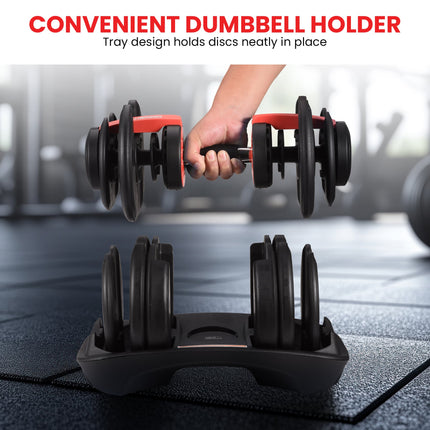 Powertrain 48kg Adjustable Dumbbells 15-in-1 Home Gym Weights – Red.